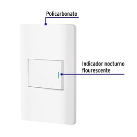Volteck PA-APSE15-LB, Placa armada blanca 1 interruptor sencillo línea Lisboa