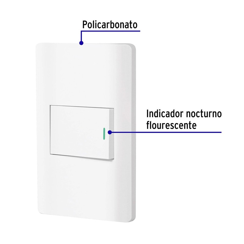 Volteck PA-APSE15-LB, Placa armada blanca 1 interruptor sencillo línea Lisboa