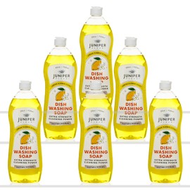 Juniper CLEAN, Dish Soap, Lemon Scent, Liquid Dish Washing Soap Squeeze Bottle 25 Fl Oz (Pack of 6)