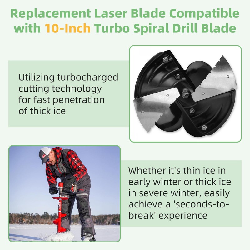 YXYYXY 10 Inch Stainless Steel Ice Auger Replacement Blades, Compatible