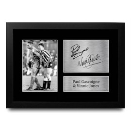 HWC Trading A4 FR Paul Gascoigne & Vinnie Jones Wimbledon FC Newcastle United The Nut Cracker Gifts Printed Signed Autograph Picture for Fans and Supporters - A4 Framed