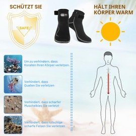 Gimilife Neoprene Socks, 3 mm Neoprene Socks Men Women, Neoprene Shoes Water Socks Thermal Socks Diving Shoes for Men Women for Diving, Snorkelling, Swimming, Surfing, Sailing, Kayaking