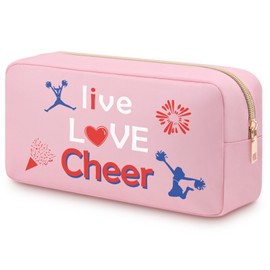 Cheerleader Gifts for Girls Cheer Makeup Bag Cheer Stuff Cheer Coach Gift For Women Friend Besties Christmas Birthday Cheer Leading Gifts Cheer Accessories Oxford Cloth Makeup Travel Organizer