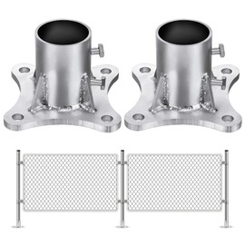 Zonon 2 Pcs 2 1/2 Inch Chain Link Fence Metal Post Base Parts (2-3/8 Od) Pipe Floor Flanges Galvanized Steel Round Posts, Outdoor