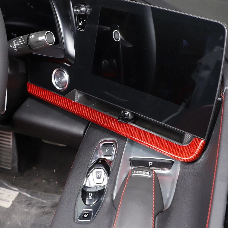 carmotion88 Red Dry Carbon Dashboard Trim Strip Accessories Cover For