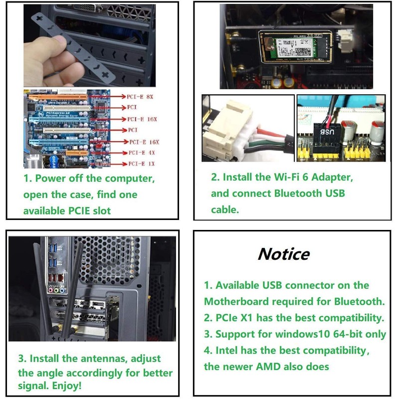 OKN WiFi 6E PCIe Wireless LAN Card AX5400 with Built-in