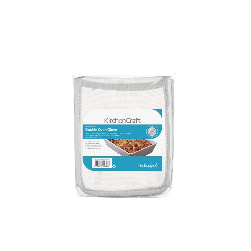 KitchenCraft Double Oven Gloves with Bound Edge, Heavy Duty Cotton,