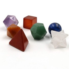 Garneck Polaco 7 Piezas de Piedra de Kit de Cristales Curativos de Conjunto de Piedras de Geometría Platónica de Sólidos Tallados para Sanar Meditación