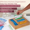 YOLYN Bamboo Kitchen Storage Bag Organizer, Drawer Organizer with Foil