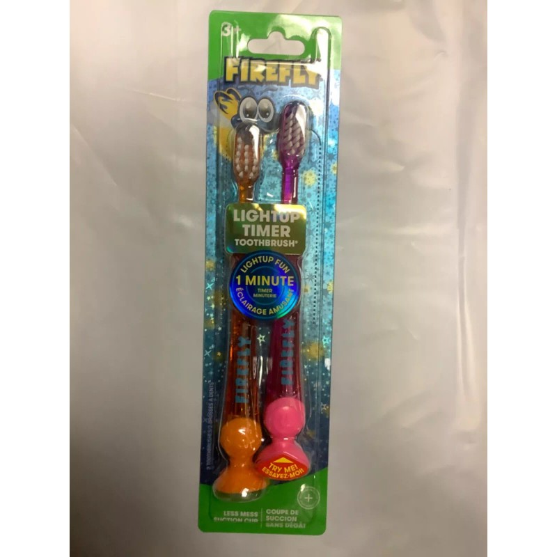 Firefly 12*Firefly Lightup Kids Toothbrush Suction Cup 1 Minute Light