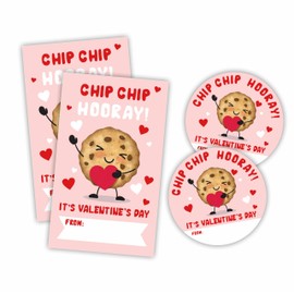 Happy Valentine's Day Sticker Set - Chip Chip Hooray! 20 Round Label & Fill in Style Adhesive Tag for Snacks Gift Wrapping, Classroom & Friends, Decoration & Supplies - A05