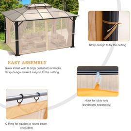 Coverify Replacement Gazebo Mosquito Netting 10x10FT, Universal Outdoor Pergola 4-Panel Patio Screen Walls with Zipper (Mosquito Netting ONLY, Brown)