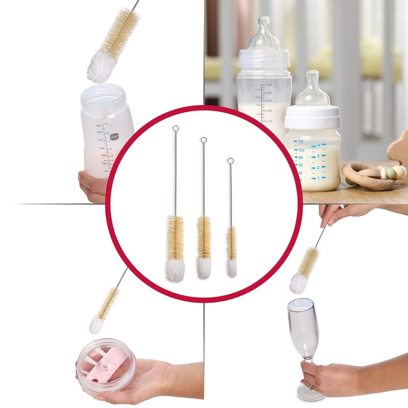 HIC Kitchen Soft-Tip Cleaning Brushes, Non-Scratch Microfiber with Boar Head