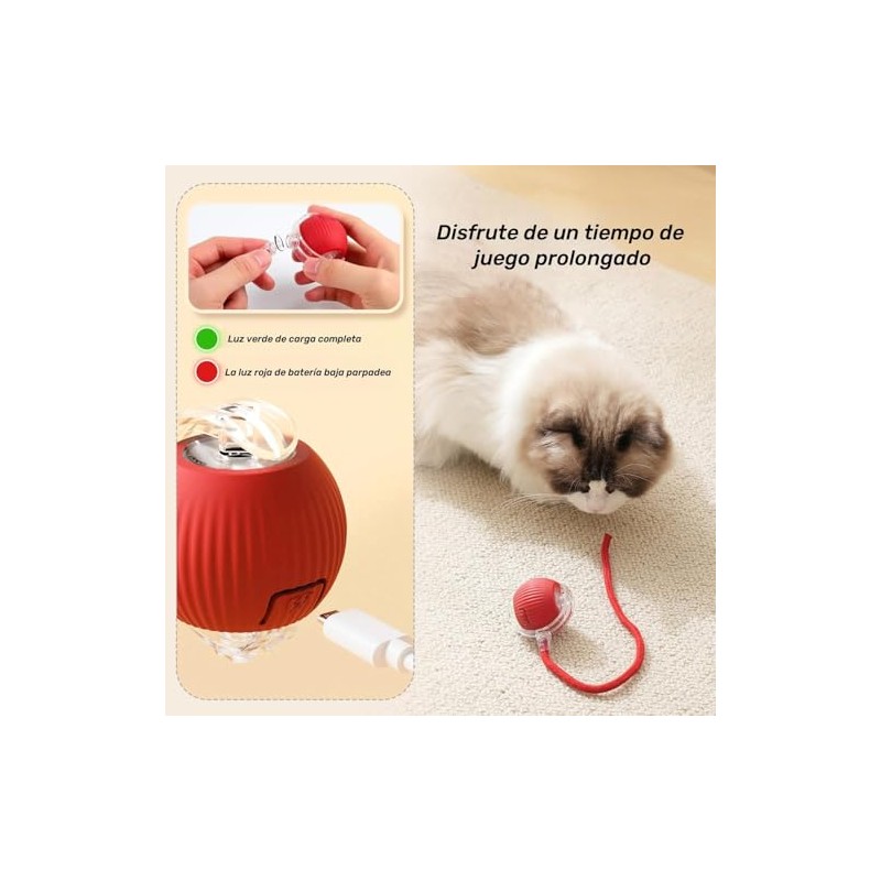 Chewie Ball, Juguete Interactivo para Gatos, Rojo+Verde