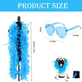 YREYBN Feather Boa, Blue Feather Boa And Blue Sunglasses, Feather Boa Blue(2 Meters), Feather Boas Multipack,Natural Feathers, Suitable For Dance Performances, Weddings, Carnival Celebrations(Blue)
