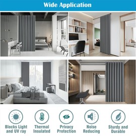 bluCOASTLINE Room Divider Curtain Grey Privacy Curtains Wide Blackout Curtains for Bedroom Sliding Door Living Room Darkening Curtains Room Partition Curtains 8.5ft W x 8ft L (102"x96"), 1 Panel