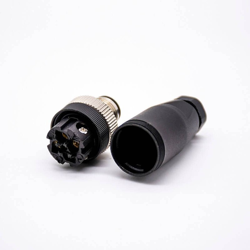 Elecbee M12 4-Pin Connector Plug, 12 mm Sensor Cable A-Code
