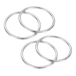 TIXIPEM 50mm Dia Metal O Rings [4Pcs] - 316 Stainless Steel 4mm THK Multi-Purpose Welded Round Rings Use for Crafts & Camping Belt & Dog Leashes - Seamless Lifting Hoops