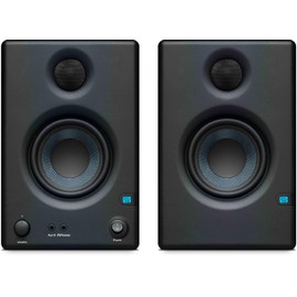 PreSonus Eris E3.5 Studio Monitor Pair Bundle with Isolation Pads, XLR Cables, TRS Cables, and Austin Bazaar Polishing Cloth