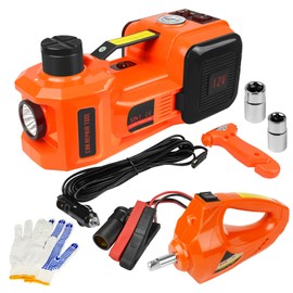 HEDWETO Electric Hydraulic Car Floor Jack Kit 12V DC 5 Ton with Electric Impact Wrench & Tire Inflator Pump Light, 4 in 1 Car Jack Lift Kit for SUV RV Truck Car Emergency Tire Change