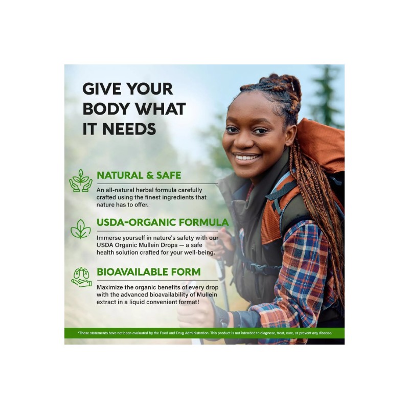 USDA Organic Mullein Drops for Lungs - Mullein Leaf &