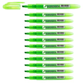 CROWN H-500 Highlighter Pens Chisel Tip Slim Highlighters - Pack Of 12 - With Bright Fluorescent Ink - Green