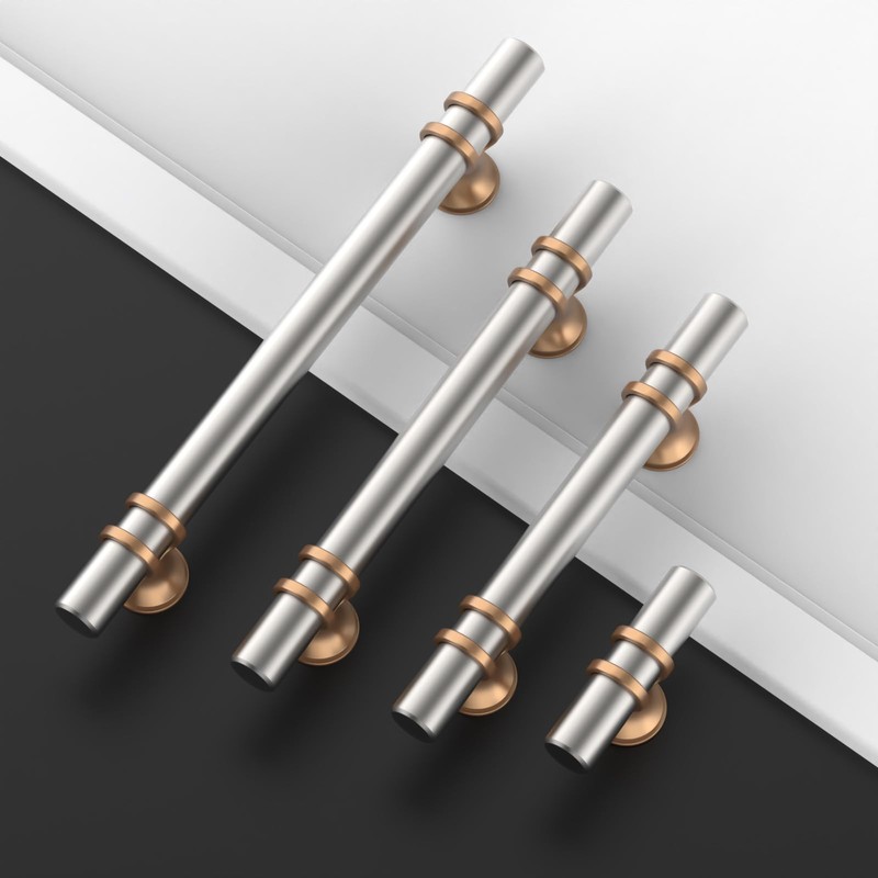 Asidrama 10 Pack 3.75 Inch(96mm) Brushed Satin Nickel and Champagne
