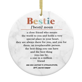 Friend Gifts for Women, Bestie Christmas Ornament Gifts for Best Friend Ornaments for Women, Birthday, BFF Gifts for Her, Friendship Christmas Tree Decoration Ceramic Ornament