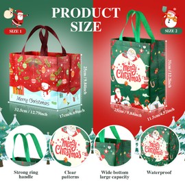 Xuniea 48 Pcs Large Christmas Tote Bags with Handles Multifunctional Christmas Bags Waterproof Gift Bag for Holiday