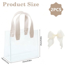 UOCAI 2 Stück Durchsichtige Tasche, Große Geschenktaschen mit 2 Schleifen, Transparente Tasche Durchsichtige Tüten, PVC Geschenkverpackungen für Geburtstage Hochzeiten Weihnachten