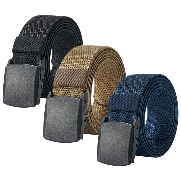 egniFurn 3-Pack Men's Military Tactical Belts – Nylon Webbing Canvas