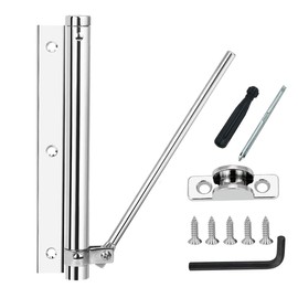 Nuyoah Door Closer Outdoor Rod Door Closer Door Closer Indoor Stainless Steel Adjustable Door Recliner Lightweight Automatic Spring Loaded Max. 80 kg (Silver)
