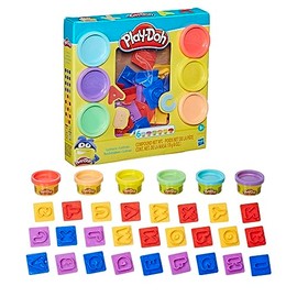 Play-Doh Set de Letras de masa moldeable con accesorios y 6 Latas de diferentes colores primarios y brillantes, para niños y niñas a partir de 3 años