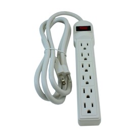 MyCableMart 6ft 6 Outlet Power Bar (14AWG/15A) with 90J Surge Protector, White