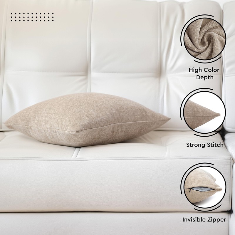 Encasa Chenille Cushion Covers Set of 2 | Sand -