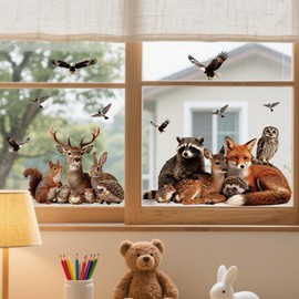 ANATTASOUL Forest Animals Window Clings for Home Decor(47.24" x 11.8")