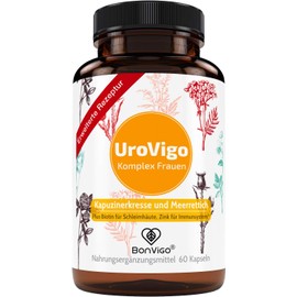UroVigo Women's Capsules - Bladder: Vitamin A Supports the Mucous membranes, Zinc Immune System and Skin* - 8 Plant Complex with Dandelion, Cranberry, Nettle, Lovage, Pumpkin - Without D-mannose (1)