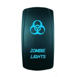 Unbranded Amarine-made Laser Rocker Switch 20A 12v On/Off LED Light HORN/ZOMBIE/FO - ZOMBIE-Blue-OnOff-5P