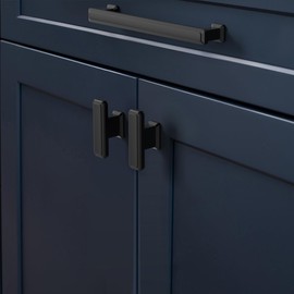 FURNIWARE Pack of 10 Furniture Knobs, Matt Black, T Cabinet Handles, Vintage Kitchen Handles, Zinc Alloy Drawer Knob, Chest of Drawers Door Handles, Knobs for Cabinets, Wardrobe