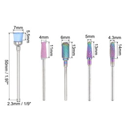 sourcing map Nail Drill Bit Set, 1/9 Inch Shank, Tungsten Carbide Rotary Cutter, Cuticle Remover, Nail File Bit for Acrylic, Gel, Nails, Cuticles, Coloured
