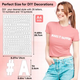 5 Sheets 830 Pieces Iron on Letters and Numbers for Clothing, 1 Inch Iron on Vinyl Letters with A-Z Heat Transfer Letters 0-9 Iron on Numbers PU Alphabet Stickers for T-Shirt Printing DIY Craft White