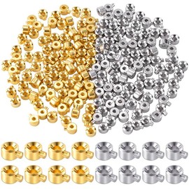 50/100pcs Crimp Beads for Jewelry Making Silvery Golden Spacer Beads Metal Bead Stopper Crimp Charms for Bracelet Necklace Ends Accessories - Color: Silvery & Golden, quantity: 100pcs