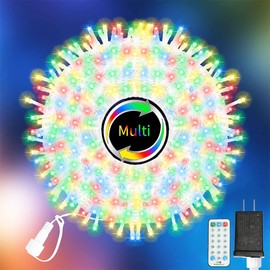 LAMPHOME 500 LED String Lights Outdoor, 16 Modes Plug in Twinkle Fairy Lights for Bedroom, 46ft 500LED Christmas Lights Cluster Lights Outdoor Waterproof -Multicolor