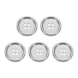 HARFINGTON 5pcs Metal Button 23mm (0.91") 4 Holes Alloy Round Buttons Craft Sewing Accessories for Clothing DIY Crafts Decoration, White