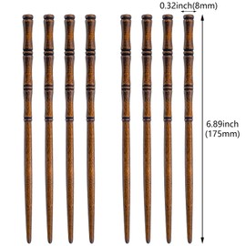 12 Pcs Vintage Wood Hair Sticks Bamboo Shape Hair Chopsticks Japanese Chinese Hairpin Decorative Retro Hair Forks Hanfu Pins Bun Holders for Long Hair Women (Brown)