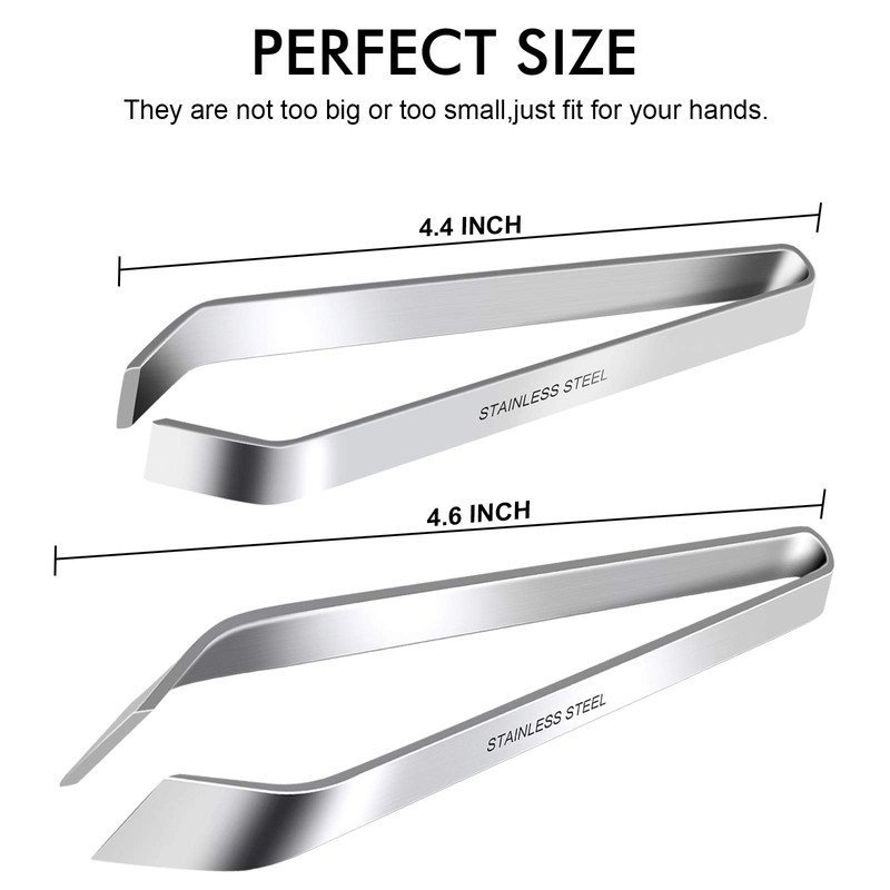 2 Pcs Fish Bone Tweezers, Stainless Steel Flat and Slant Tweezers, Pliers