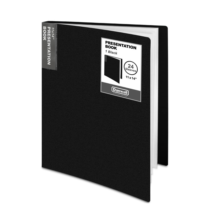 Dunwell 11x14 Binder with Sleeves (Black), 24 Pockets Display 48