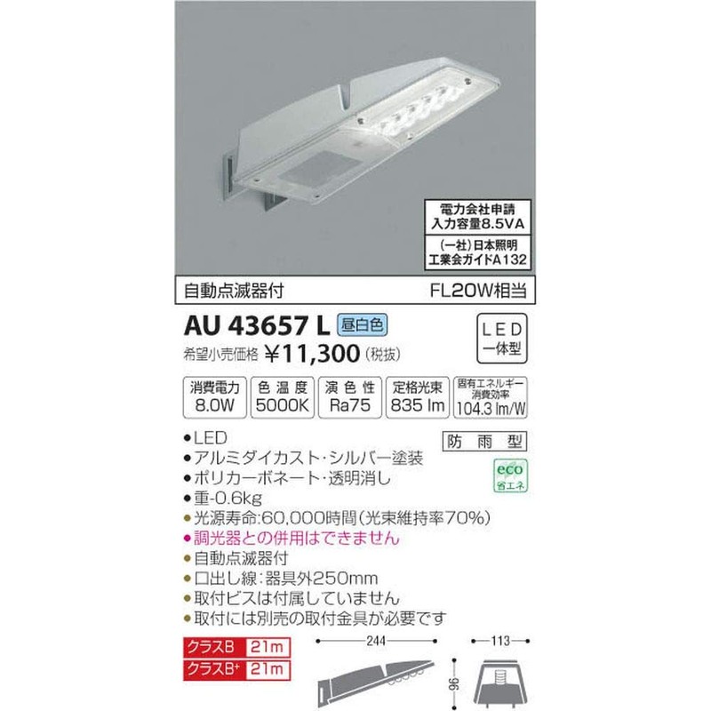 Koizumi Lighting AU43657L Security Light with Automatic Flasher, FL20W Equivalent,