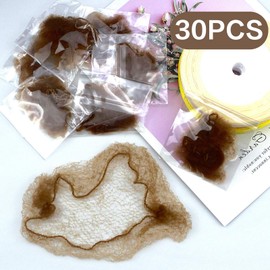 30 Pack Bun Shapers, Hair Bun Nets in Brown Color, Hair Bun Holders for Ballet, Dance, Nurse, Easy to Use and Style (Brown),bun nets brown