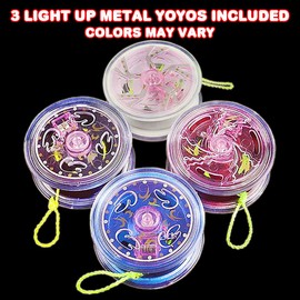 ArtCreativity Yoyos de metal iluminados para niños, juego de 3, juguetes clásicos YoYo con LED intermitentes, recuerdos de fiesta de cumpleaños iluminados, rellenos de bolsas de regalo, rellenos de